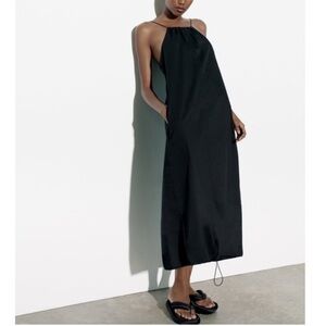 Zara Elegant Nylon Black Sleeveless Dress S